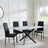 Clearance - Chopstick Grey Glass and Black Metal Dining Set - Lido Black Fabric Chairs with Black Legs-4