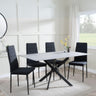 Clearance - Chopstick Grey Glass and Black Metal Dining Set - Lido Black Fabric Chairs with Black Legs-4