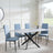 Clearance - Chopstick Grey Glass and Black Metal Dining Set - Lido Blue Fabric Chairs with Black Legs