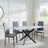 Clearance - Chopstick Grey Glass and Black Metal Dining Set - Lido Dark Grey Fabric Chairs with Black Legs-5