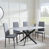 Clearance - Chopstick Grey Glass and Black Metal Dining Set - Lido Dark Grey Fabric Chairs with Black Legs-5
