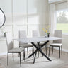 Clearance - Chopstick Grey Glass and Black Metal Dining Set - Lido Sand Fabric Chairs with Black Legs-3