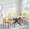 Clearance - Chopstick Grey Glass and Black Metal Dining Set - Lido Yellow Fabric Chairs with Black Legs-2