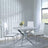 Clearance - Chopstick Grey Glass and Chrome Metal 4 Seater Round Dining Set - 4 Metro White Leather Chairs with Chrome Legs-4