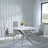 Clearance - Chopstick White Glass and Chrome Metal 4 Seater Round Dining Set - 4 Metro Beige Leather Chairs with Chrome Legs-4