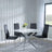 Clearance - Chopstick White Glass and Chrome Metal 4 Seater Round Dining Set - 4 Metro Black Leather Chairs with Chrome Legs-3