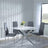 Clearance - Chopstick White Glass and Chrome Metal 4 Seater Round Dining Set - 4 Metro Grey Leather Chairs with Chrome Legs-2