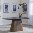 Danetti 180cm Dark Grey Ceramic Oval Dining Table with Bronze Pedestal Base