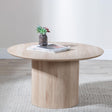 Bern Fluted Oak Effect Round Coffee Table with Drum Base