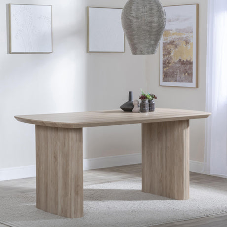 Bern Fluted 6 Seater Oak Effect Pedestal Dining Table - 160cm-2