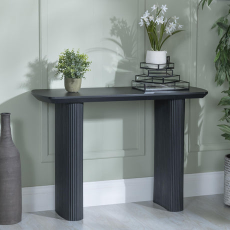 Bern Fluted Black Pedestal Console Table-3