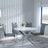 Clearance - Chopstick White Glass and Chrome Metal 4 Seater Round Dining Set - 4 Bianco Grey Faux Leather Dining Chair-3