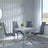 Clearance - Chopstick Grey Glass and Chrome Metal 4 Seater Round Dining Set - 4 Jamison Grey Faux Leather Dining Chair-2
