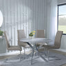 Clearance - Chopstick Grey Glass and Chrome Metal 4 Seater Round Dining Set - 4 Roma Beige Faux Leather Dining Chair-3