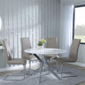 Clearance - Chopstick White Glass and Chrome Metal 4 Seater Round Dining Set - 4 Roma Beige Faux Leather Dining Chair-3
