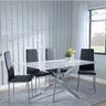 Clearance - Chopstick White Glass and Chrome Metal Dining Set - Metro Black Leather Chairs with Chrome Legs-2