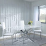 Clearance - Chopstick White Glass and Chrome Metal Dining Set - Metro White Leather Chairs with Chrome Legs-3