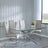Clearance - Chopstick Clear Glass and Chrome Metal Dining Set - Roma Beige Faux Leather Dining Chair-2