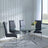 Clearance - Chopstick Clear Glass and Chrome Metal Dining Set - Roma Black Faux Leather Dining Chair-3