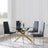 Chopstick Clear Glass and Gold Metal 4 Seater Round Dining Set - 4 Metro Black Leather Chairs with Gold Legs-3