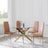 Chopstick Clear Glass and Gold Metal 4 Seater Round Dining Set - 4 Metro Burnt Orange Leather Chairs with Gold Legs