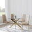 Chopstick Clear Glass and Gold Metal 4 Seater Round Dining Set - 4 Metro Cappuccino Leather Chairs with Gold Legs-6