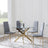 Chopstick Clear Glass and Gold Metal 4 Seater Round Dining Set - 4 Lido Dark Grey Fabric Chairs with Gold Legs-5