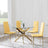 Chopstick Clear Glass and Gold Metal 4 Seater Round Dining Set - 4 Lido Yellow Fabric Chairs with Gold Legs-2