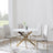 Chopstick White Glass and Gold Metal 4 Seater Round Dining Set - 4 Lido Sand Fabric Chairs with Gold Legs-2