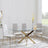 Chopstick Clear Glass and Gold Metal Dining Set - Lido Sand Fabric Chairs with Gold Legs-4
