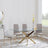 Chopstick Clear Glass and Gold Metal Dining Set - Metro Beige Fabric Chairs with Gold Legs-5