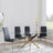 Chopstick Clear Glass and Gold Metal Dining Set - Metro Black Fabric Chairs with Gold Legs-3