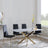 Chopstick Grey Glass and Gold Metal Dining Set - Metro Black Fabric Chairs with Gold Legs-3