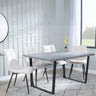 Clearance - Texas Grey Faux Concrete Dining Set - Corona Beige Fabric Chairs-3