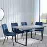 Clearance - Texas Grey Faux Concrete Dining Set - Corona Blue Fabric Chairs-5