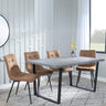 Clearance - Texas Grey Faux Concrete Dining Set - Corona Brown Fabric Chairs
