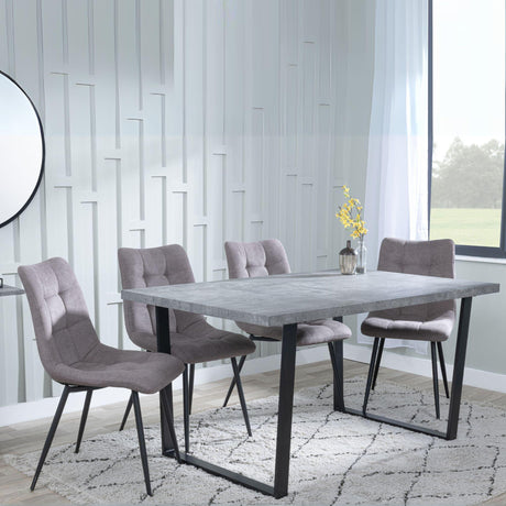 Clearance - Texas Grey Faux Concrete Dining Set - Corona Camel Fabric Chairs-4