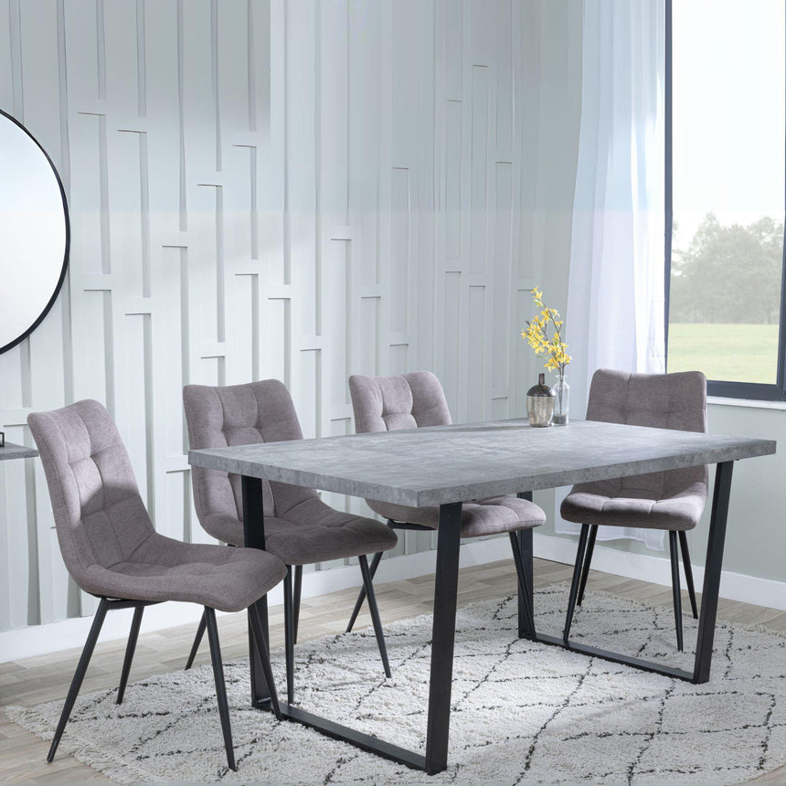 Clearance - Texas Grey Faux Concrete Dining Set - Corona Camel Fabric Chairs-4