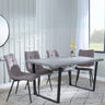 Clearance - Texas Grey Faux Concrete Dining Set - Corona Camel Fabric Chairs-4