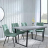Clearance - Texas Grey Faux Concrete Dining Set - Corona Green Fabric Chairs-7