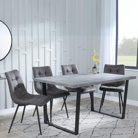 Ezra Faux Concrete Dining Set - Corona Grey Fabric Chairs-9