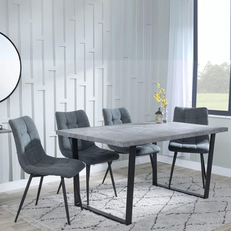 Ezra Faux Concrete Dining Set - Corona Light Grey Fabric Chairs-7