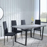 Clearance - Texas Grey Faux Concrete Dining Set - Lido Black Fabric Chairs with Black Legs-3