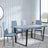 Clearance - Texas Grey Faux Concrete Dining Set - Lido Blue Fabric Chairs with Black Legs-2