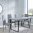 Clearance - Texas Grey Faux Concrete Dining Set - Lido Dark Grey Fabric Chairs with Black Legs-5