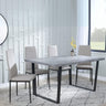 Clearance - Texas Grey Faux Concrete Dining Set - Metro Beige Leather Chairs with Black Legs-4