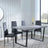 Clearance - Texas Grey Faux Concrete Dining Set - Metro Black Leather Chairs with Black Legs