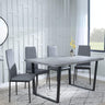 Ezra Faux Concrete Dining Set - Metro Grey Leather Chairs with Black Legs-5