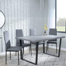 Clearance - Texas Grey Faux Concrete Dining Set - Metro Grey Leather Chairs with Black Legs-5