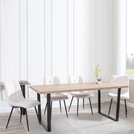 Clearance - Texas Oak Effect Dining Set - Corona Beige Fabric Chairs-4